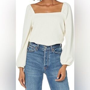 Madewell Crepe Square-Neck Puff-Sleeve Top